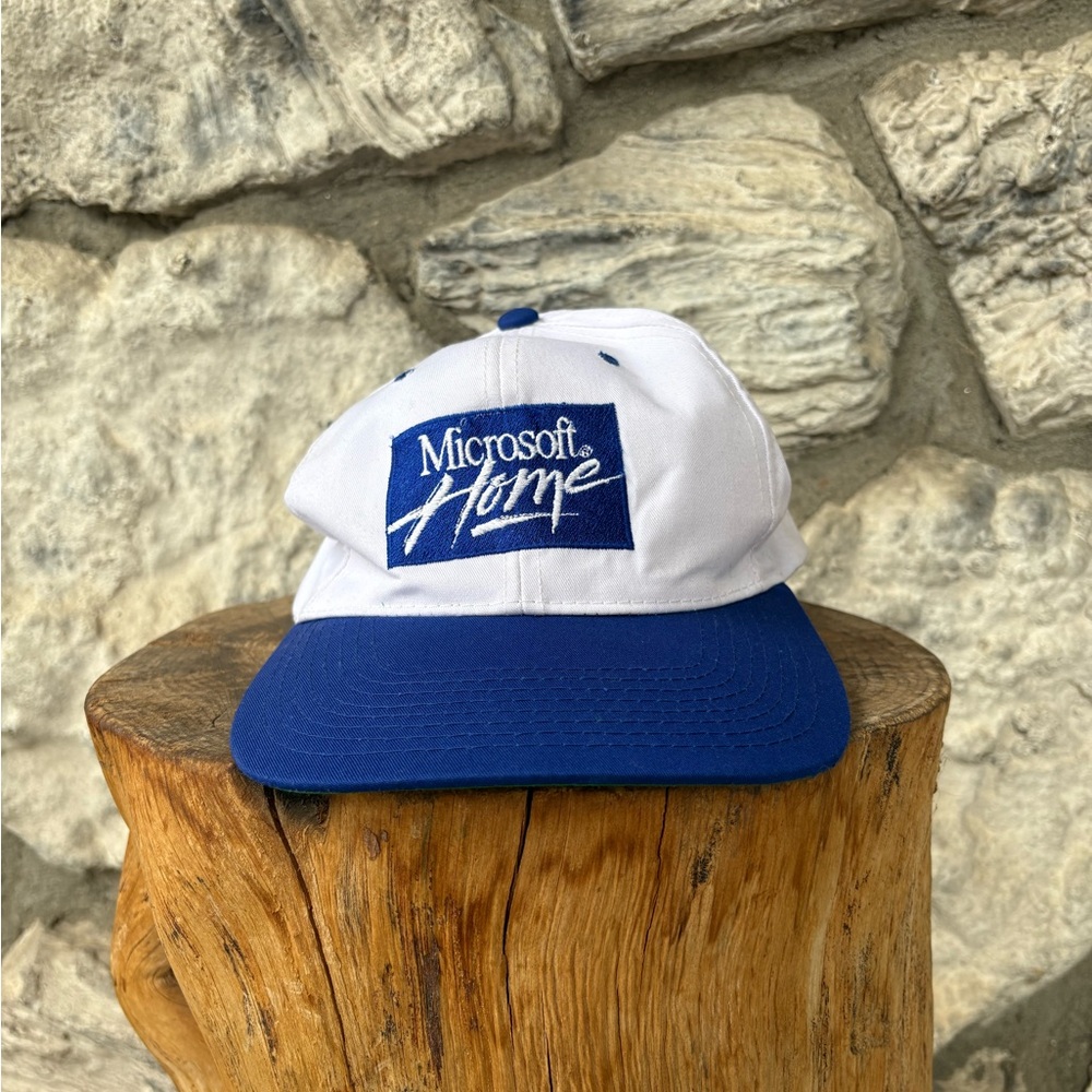 Microsoft Home Snapback Hat Vintage Tech 90s Software Advertising Dad Cap